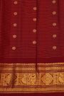 Gadwal Silk Peach Saree With Floral And Peacock In Checks Border