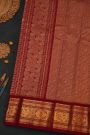 Gadwal Silk Peach Orange Saree With Floral And Peacock Border