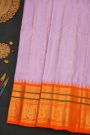 Gadwal Silk Lilac Saree With Elephants And Peacock Buttis In Checks Body