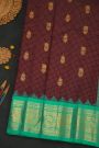 Gadwal Silk Brown Saree With Animal Motifs Zari Buttis