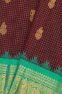 Gadwal Silk Brown Saree With Animal Motifs Zari Buttis