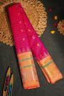 Gadwal Silk Rani Pink Saree With Temple Border