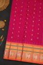 Gadwal Silk Rani Pink Saree With Temple Border