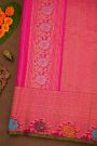 Gadwal Silk Dual Colour Saree With Florals And Butti Body