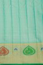 Gadwal Silk Mint Green Saree With Florals And Peacock Body