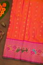 Gadwal Silk Dual Colour Saree With Florals And Peacock Buttis Body