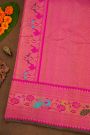 Gadwal Silk Dual Colour Saree With Florals And Peacock Buttis Body