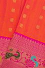 Gadwal Silk Dual Colour Saree With Florals And Peacock Buttis Body