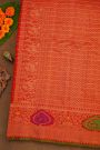 Gadwal Silk Red Saree With Florals And Peacock Buttis Body