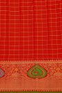 Gadwal Silk Red Saree With Florals And Peacock Buttis Body