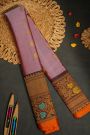 Gadwal Silk Peach Pink Saree With Meenakari Border