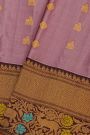Gadwal Silk Peach Pink Saree With Meenakari Border