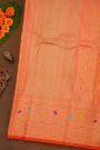 Gadwal Silk Peach Pink Saree With Elephants And Peacocks Buttis Body