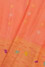 Gadwal Silk Peach Pink Saree With Elephants And Peacocks Buttis Body