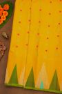 Gadwal Silk Yellow Saree With Florals Body And Temple Border