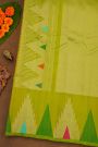 Gadwal Silk Yellow Saree With Florals Body And Temple Border