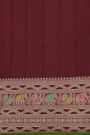 Gadwal Silk Dark Maroon Saree With Elephants And Peacocks Buttis Body
