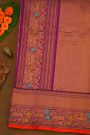 Gadwal Silk Dark Pink Saree With Florals And Buttis Body