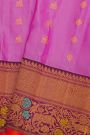 Gadwal Silk Dark Pink Saree With Florals And Buttis Body