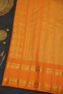 Gadwal Silk Peach Saree With Florals And Mango Paislyes Border