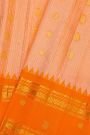 Gadwal Silk Peach Saree With Florals And Mango Paislyes Border