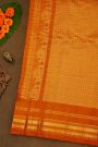 Gadwal Silk Maroon Saree With Florals In Zari Checks And Contrast Border