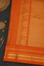 Gadwal Silk Dark Maroon Saree With Contrast Temple Border