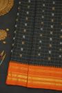 Gadwal Silk Black Saree With Contrast Temple Border