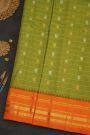 Gadwal Silk Lime Green Saree With Temple Border