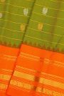 Gadwal Silk Lime Green Saree With Temple Border