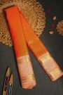 Gadwal Silk Orange Saree With Contrast Gap Border