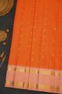Gadwal Silk Orange Saree With Contrast Gap Border
