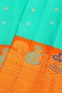 Gadwal Silk Mint Green Saree With Meenakari Border