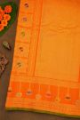 Gadwal Silk Mehendi Green Saree With Meenakari Border