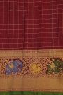 Gadwal Silk Baby Pink Saree With Elephants And Peacocks Border