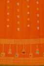 Gadwal Silk Dark Maroon Saree With Meenakari Orange Border