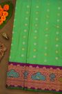 Gadwal Silk Parrot Green Saree With Meenakari Border