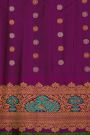 Gadwal Silk Parrot Green Saree With Meenakari Border