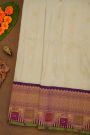 Gadwal Silk Off White Saree With Meenakari Violet Border