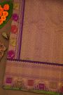 Gadwal Silk Off White Saree With Meenakari Violet Border