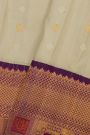Gadwal Silk Off White Saree With Meenakari Violet Border