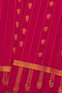 Gadwal Silk Rani Pink Saree With Elephants And Peacocks Buttis Body And Kaddi With Peacocks And Elephants Border
