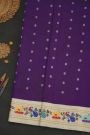 Gadwal Silk Violet Saree With Birds And Peacocks Border