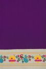 Gadwal Silk Violet Saree With Birds And Peacocks Border