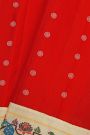 Gadwal Silk Red Saree With Paithani Border And Pallu