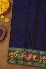 Coimbatore Soft Silk Navy Blue Saree With Brush Hand-Painted Florals And Peacocks Border