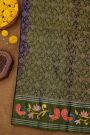 Coimbatore Soft Silk Navy Blue Saree With Brush Hand-Painted Florals And Peacocks Border
