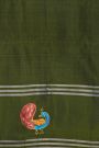 Coimbatore Soft Silk Navy Blue Saree With Brush Hand-Painted Florals And Peacocks Border