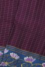 Coimbatore Soft Silk Wine Saree With Brush Hand-Painted Florals And Leaves Jaal Border