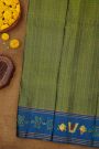 Coimbatore Soft Silk Mehendi Green Saree With Brush Hand-Painted Kolam Border